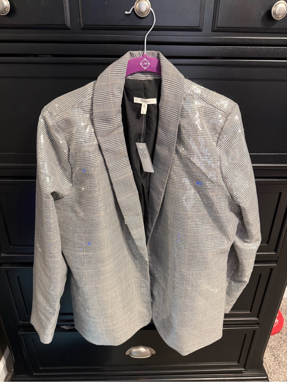 Maurices Silver Plaid Sequin Blazer